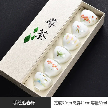 Traditional Chinese Tea Cup Set - 6 Pack Small Tea Cups for Kung Fu Tea Ceremony