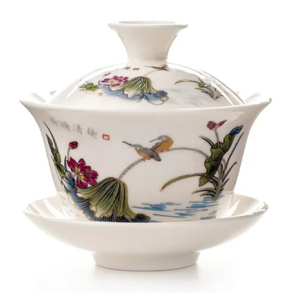 Traditional Chinese Teaset Gaiwan Tea Cups 120ml Ceramic Zisha Tea Tureen Lid Bowl Saucer Kung Fu Tea Cup Drop Shipping