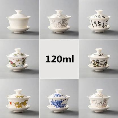 Traditional Chinese Teaset Gaiwan Tea Cups 120ml Ceramic Zisha Tea Tureen Lid Bowl Saucer Kung Fu Tea Cup Drop Shipping