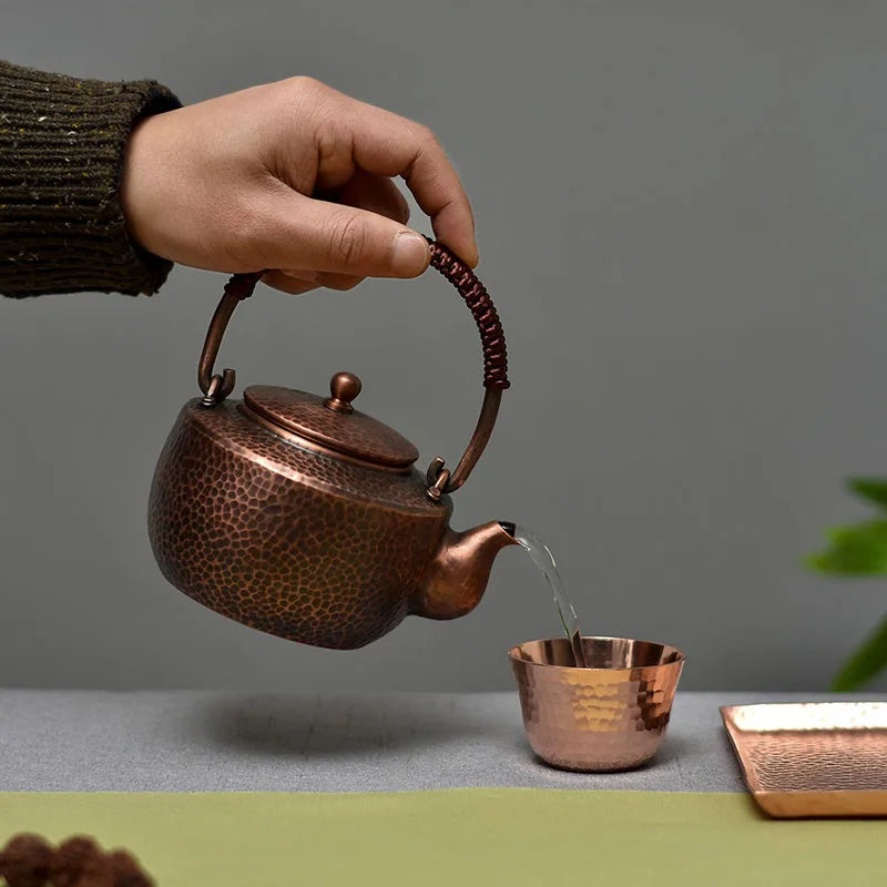 Traditional Hand-painted Chinese Teapot, Handmade Hot Water Kettle, Copper Burn Kettle, Kongfu Tea Set