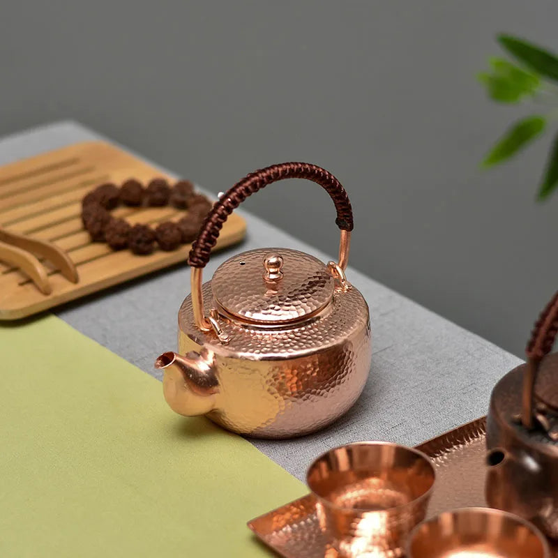 Traditional Hand-painted Chinese Teapot, Handmade Hot Water Kettle, Copper Burn Kettle, Kongfu Tea Set