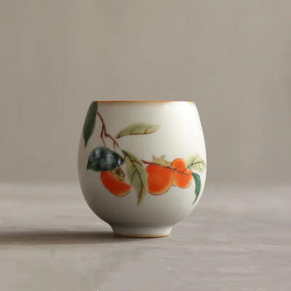 Traditional Handmade Ru Kiln Ceramic Teacup Travel Meditation Cup Hand Painted Flower Tea Bowl Master Cup Tea Set Accessories