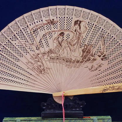 Traditional Sandalwood Fan for Women, Antique Folding Fan, Classic Chinese Cheongsam, Suzhou Women's