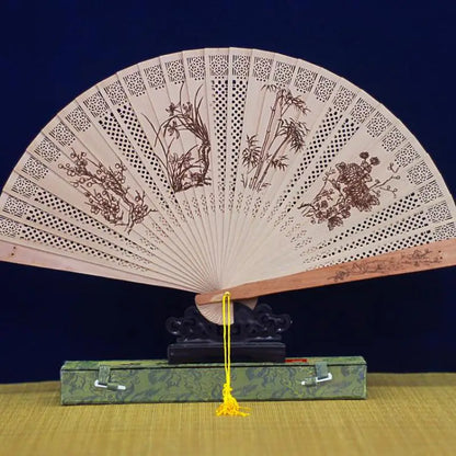Traditional Sandalwood Fan for Women, Antique Folding Fan, Classic Chinese Cheongsam, Suzhou Women's