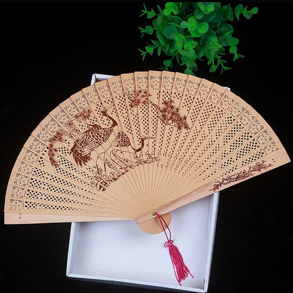 Traditional Sandalwood Fan for Women, Antique Folding Fan, Classic Chinese Cheongsam, Suzhou Women's