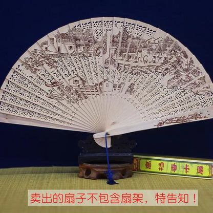 Traditional Sandalwood Fan for Women, Antique Folding Fan, Classic Chinese Cheongsam, Suzhou Women's