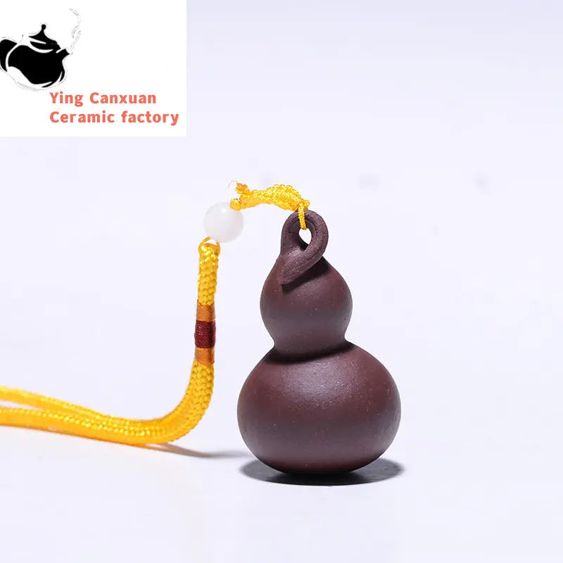 Traditional Yixing Purple Clay Tea Pet Desktop Gourd Model Auspicious Ornaments Handmade Sculpture Tea Figurine Art Decoration