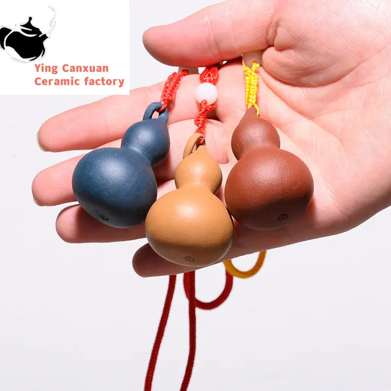 Traditional Yixing Purple Clay Tea Pet Desktop Gourd Model Auspicious Ornaments Handmade Sculpture Tea Figurine Art Decoration