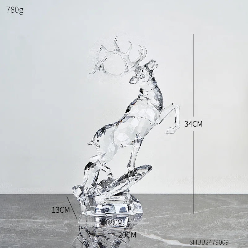 Transparent Acrylic Animal Statue Nordic Home Decoration Living Room TV Cabinet Creative Animal Sculpture Modern Craft Gift