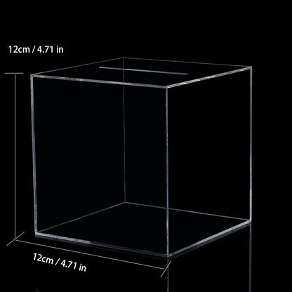 Transparent Acrylic Piggy Bank Square Large Capacity Money Saving Box Coin Banknote Box 12 /15 /18CM