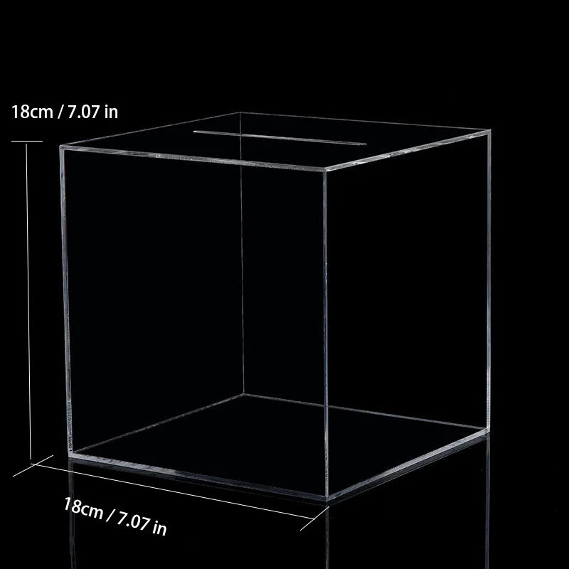 Transparent Acrylic Piggy Bank Square Large Capacity Money Saving Box Coin Banknote Box 12 /15 /18CM