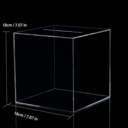 Transparent Acrylic Piggy Bank Square Large Capacity Money Saving Box Coin Banknote Box 12 /15 /18CM