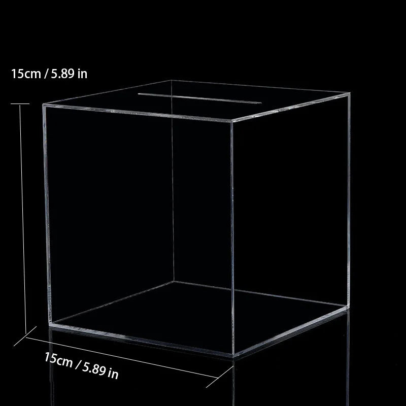 Transparent Acrylic Piggy Bank Square Large Capacity Money Saving Box Coin Banknote Box 12 /15 /18CM