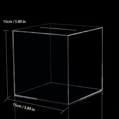 Transparent Acrylic Piggy Bank Square Large Capacity Money Saving Box Coin Banknote Box 12 /15 /18CM