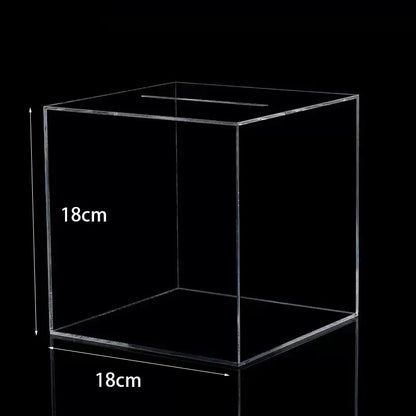 Transparent Acrylic Piggy Bank Square Large Capacity Money Saving Box Coin Banknote Box