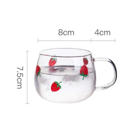 Transparent Cute Strawberry Glass Cold Water Pot Large Capacity Juice Fruit Tea Pot Heat Resistant Kettle Coffee Cups Teaware