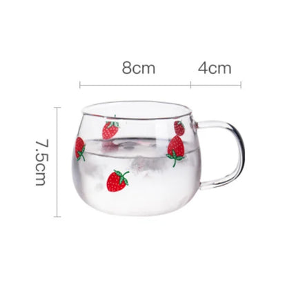 Transparent Cute Strawberry Glass Cold Water Pot Large Capacity Juice Fruit Tea Pot Heat Resistant Kettle Coffee Cups Teaware