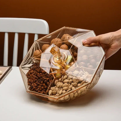 Transparent Dried Fruit Box Compartment Living Room Plastic with Lid Dried Fruit Tray New Year Snack Box Nut Box Modern Creative