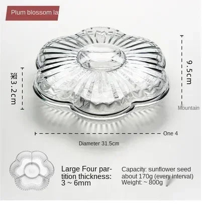 Transparent Dried Fruit Box Compartment Living Room Plastic with Lid Dried Fruit Tray New Year Snack Box Nut Box Modern Creative