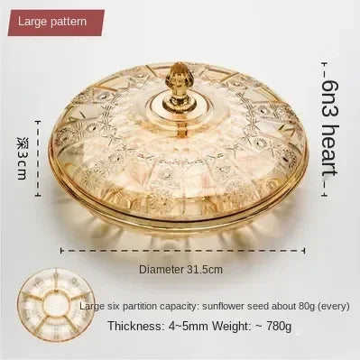 Transparent Dried Fruit Box Compartment Living Room Plastic with Lid Dried Fruit Tray New Year Snack Box Nut Box Modern Creative