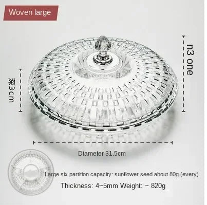 Transparent Dried Fruit Box Compartment Living Room Plastic with Lid Dried Fruit Tray New Year Snack Box Nut Box Modern Creative