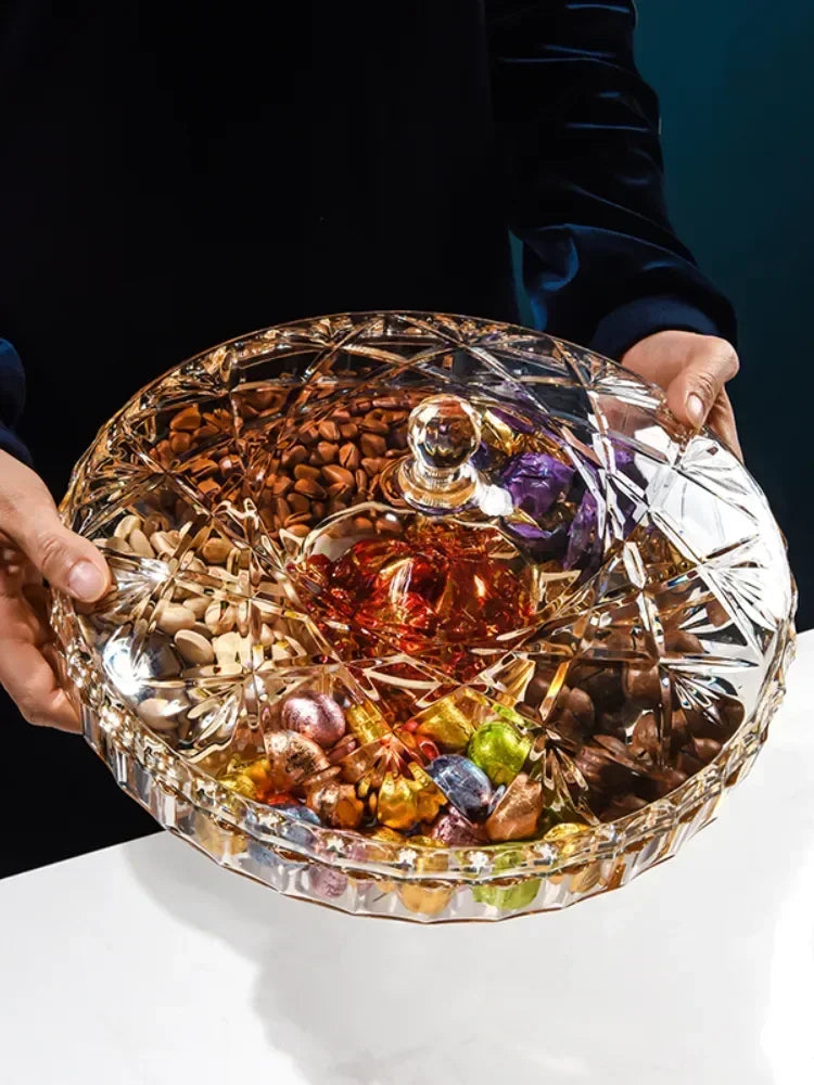 Transparent Dried Fruit Box Compartment Living Room Plastic with Lid Dried Fruit Tray New Year Snack Box Nut Box Modern Creative