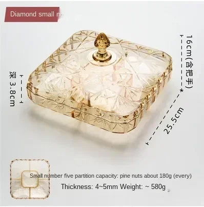 Transparent Dried Fruit Box Compartment Living Room Plastic with Lid Dried Fruit Tray New Year Snack Box Nut Box Modern Creative