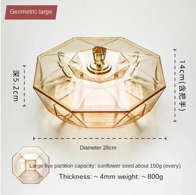 Transparent Dried Fruit Box Compartment Living Room Plastic with Lid Dried Fruit Tray New Year Snack Box Nut Box Modern Creative