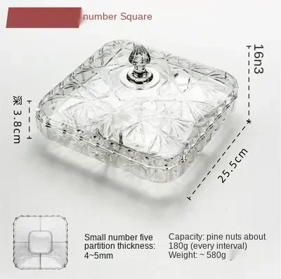 Transparent Dried Fruit Box Compartment Living Room Plastic with Lid Dried Fruit Tray New Year Snack Box Nut Box Modern Creative