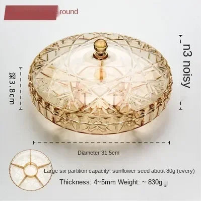 Transparent Dried Fruit Box Compartment Living Room Plastic with Lid Dried Fruit Tray New Year Snack Box Nut Box Modern Creative