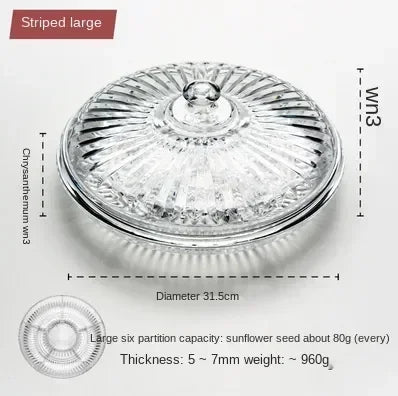 Transparent Dried Fruit Box Compartment Living Room Plastic with Lid Dried Fruit Tray New Year Snack Box Nut Box Modern Creative