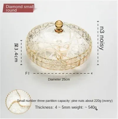 Transparent Dried Fruit Box Compartment Living Room Plastic with Lid Dried Fruit Tray New Year Snack Box Nut Box Modern Creative