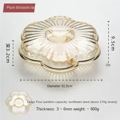 Transparent Dried Fruit Box Compartment Living Room Plastic with Lid Dried Fruit Tray New Year Snack Box Nut Box Modern Creative