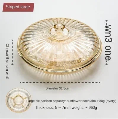 Transparent Dried Fruit Box Compartment Living Room Plastic with Lid Dried Fruit Tray New Year Snack Box Nut Box Modern Creative