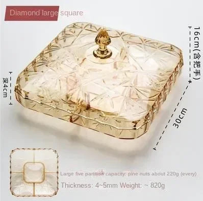Transparent Dried Fruit Box Compartment Living Room Plastic with Lid Dried Fruit Tray New Year Snack Box Nut Box Modern Creative