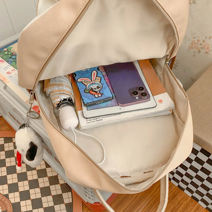 Transparent Female Kawaii Travel Waterproof BookBag Girl Nylon School Bag Lady Fashion Cute Laptop Women College Backpack Trendy