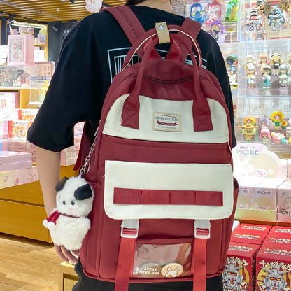 Transparent Female Kawaii Travel Waterproof BookBag Girl Nylon School Bag Lady Fashion Cute Laptop Women College Backpack Trendy