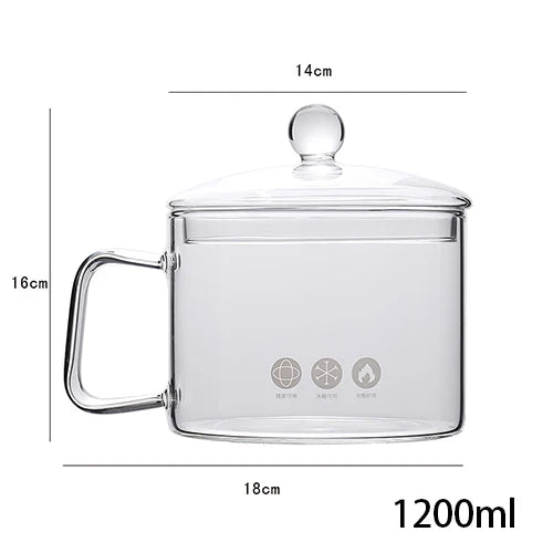 Transparent Glass Soup Pot Household Kitchen Vegetable Salad Bowl Thickened Flame Explosion-Proof Cooking Saucepan Cookware