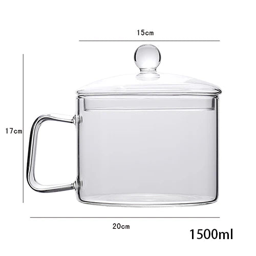 Transparent Glass Soup Pot Household Kitchen Vegetable Salad Bowl Thickened Flame Explosion-Proof Cooking Saucepan Cookware