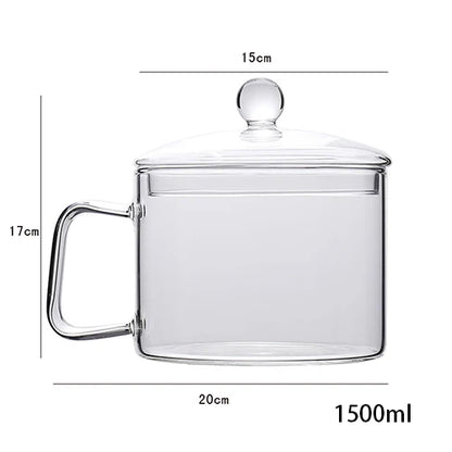 Transparent Glass Soup Pot Household Kitchen Vegetable Salad Bowl Thickened Flame Explosion-Proof Cooking Saucepan Cookware