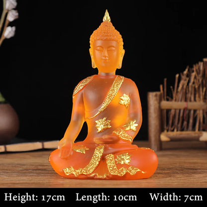 Transparent Sitting Buddha Statue Zen Gesture Thai Buddha Resin Figurine Sculpture Home Office Feng Shui Decoration Ornament