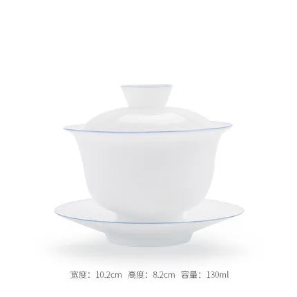Transparent white ceramic cover bowl, handmade white porcelain thin fetuses, tea bowl, kungfu tea, handmade tea bowl