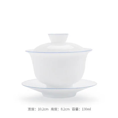 Transparent white ceramic cover bowl, handmade white porcelain thin fetuses, tea bowl, kungfu tea, handmade tea bowl