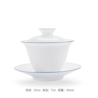 Transparent white ceramic cover bowl, handmade white porcelain thin fetuses, tea bowl, kungfu tea, handmade tea bowl