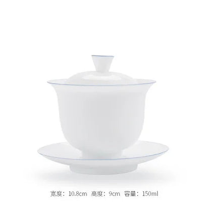 Transparent white ceramic cover bowl, handmade white porcelain thin fetuses, tea bowl, kungfu tea, handmade tea bowl