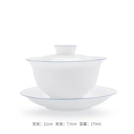 Transparent white ceramic cover bowl, handmade white porcelain thin fetuses, tea bowl, kungfu tea, handmade tea bowl