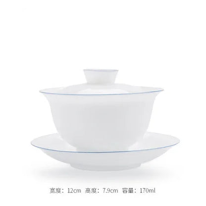 Transparent white ceramic cover bowl, handmade white porcelain thin fetuses, tea bowl, kungfu tea, handmade tea bowl