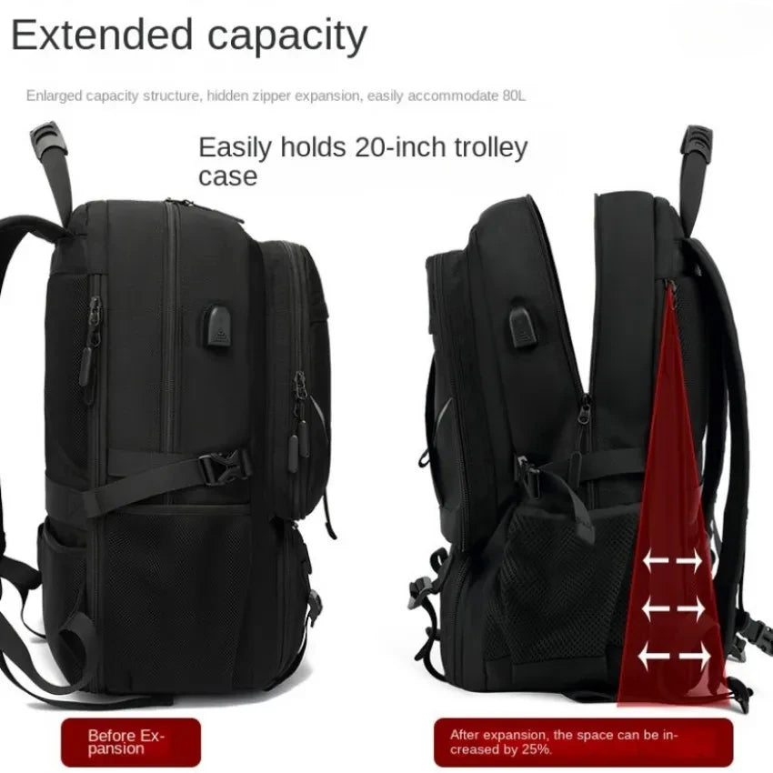 Trave Backpack 50L 80L Multifunction Hiking Laptop USB Charging For Men Bags Expandable Business Backpacks With Shoes Pocket Bag