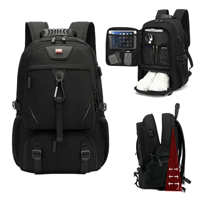Trave Backpack 50L 80L Multifunction Hiking Laptop USB Charging For Men Bags Expandable Business Backpacks With Shoes Pocket Bag