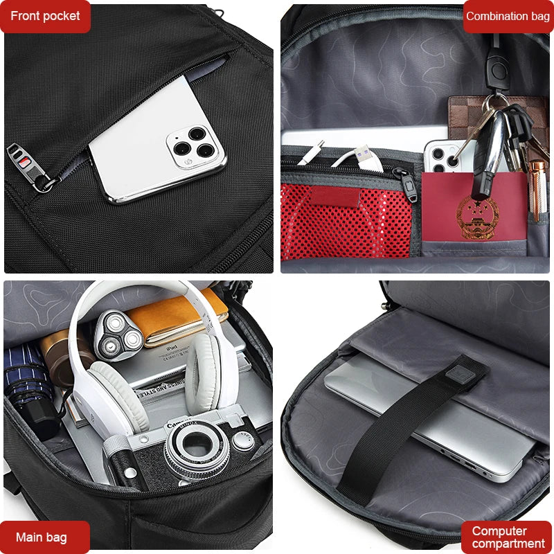 Travel 16 17.3 inch Laptop swiss Backpack USB Charging Anti-Theft Business Luggage Daypack for Men Women College School Bag